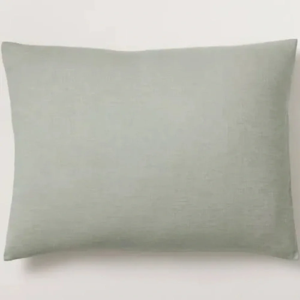 NWT West Elm European Flax Linen Standard Shams Set in Celadon Melange (Green)